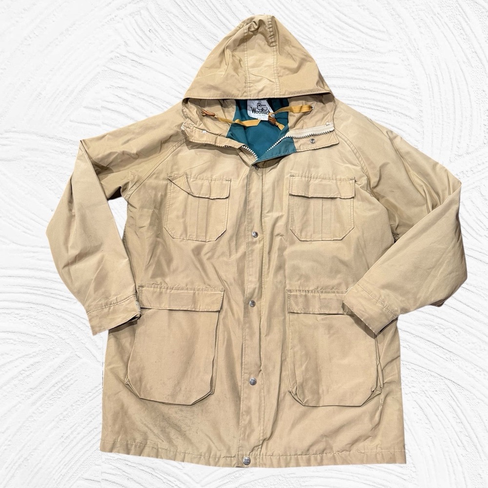 Vintage Woolrich Jacket Mens  XL Tall Tan Hooded Barn Field Hunting **Worn**